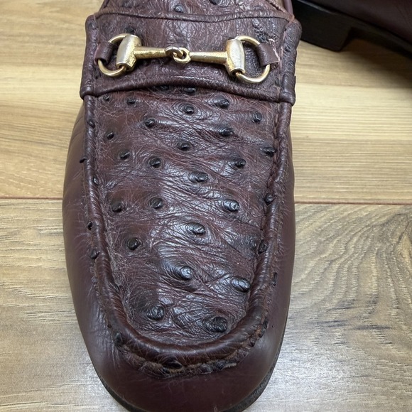 Ostrich Leather Horsebit Loafers Mens 9 9.5 Burgundy Leather Custom Made main image 6